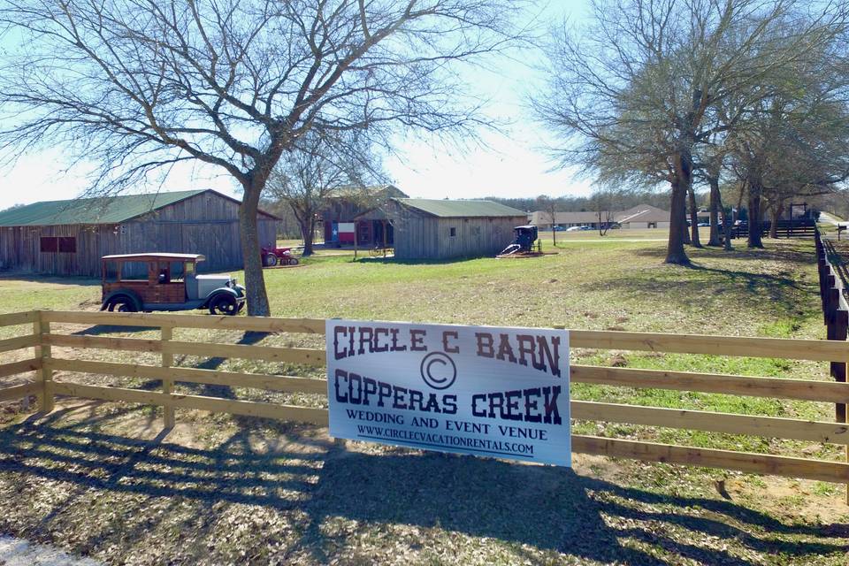 Front gate of Circle C Barn