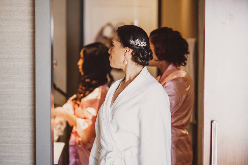 Bride getting ready