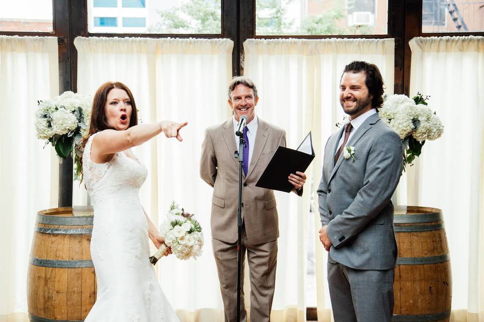 Taryn & Jud at Brooklyn Winery. Taryn was the funniest bride ever