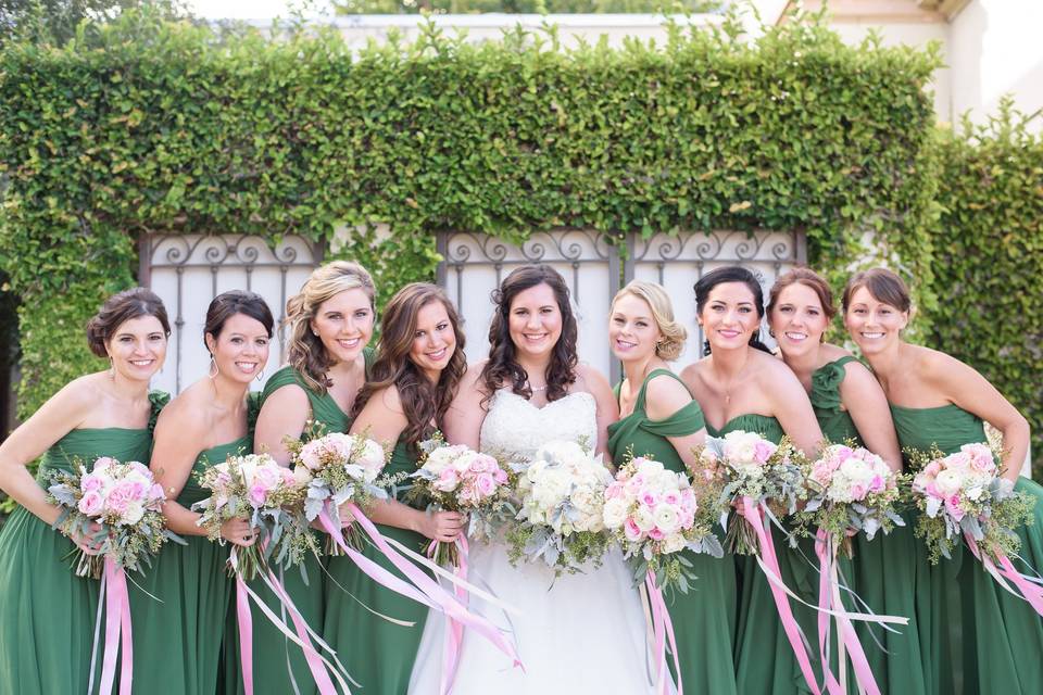 The bride with her bridesmaids