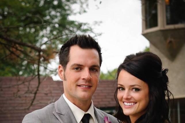 Smiling newlyweds