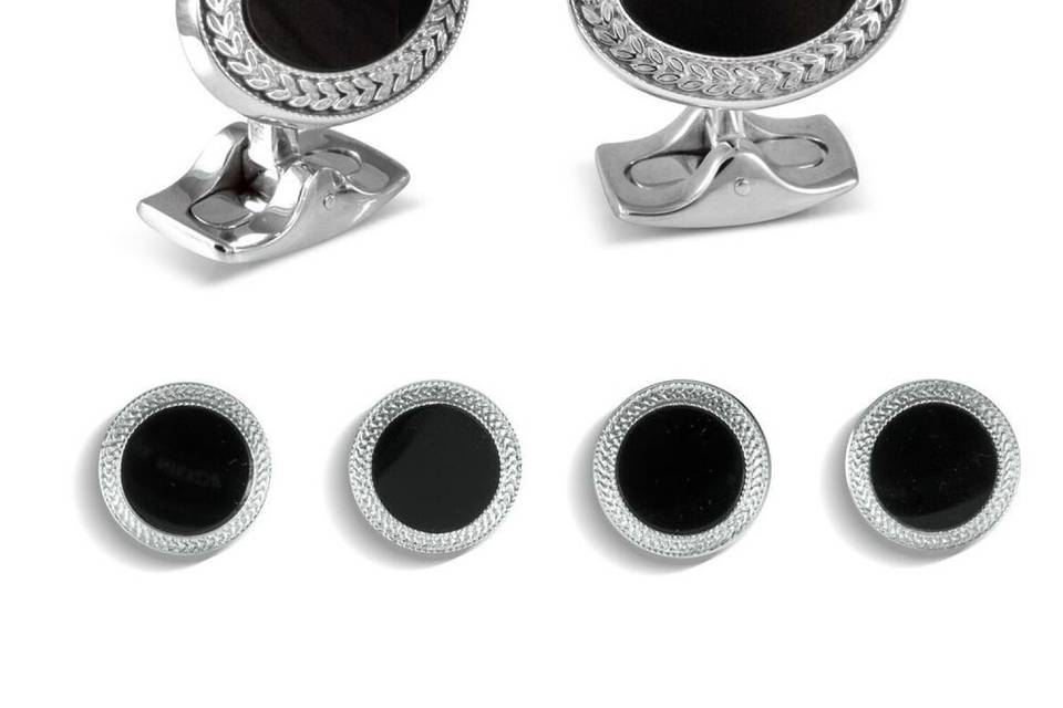 Oval Dress Stud Set With Onyx