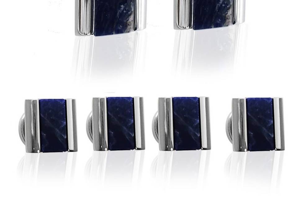 Rectangle Blue Stone Stud Set