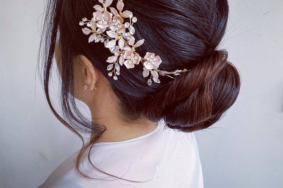 Up-do with a hair accessory