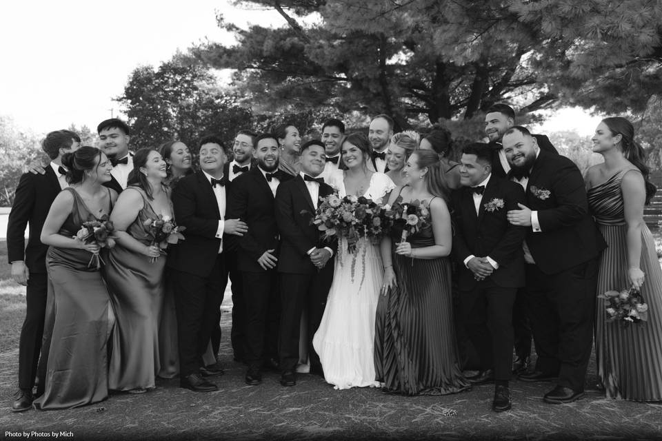 Wedding party black and white