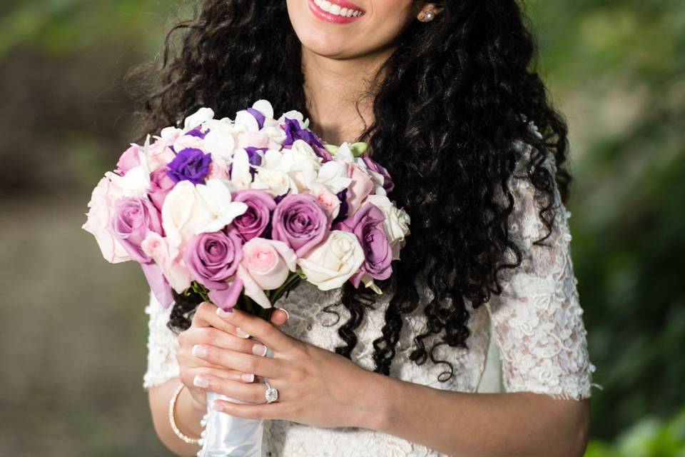 Holding the bouquet