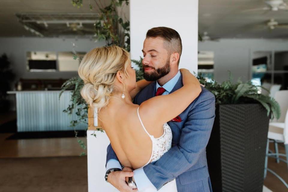 Bride and Groom Hair close up