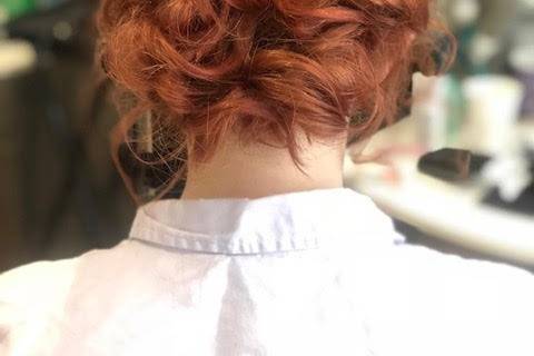 Red hair in updo