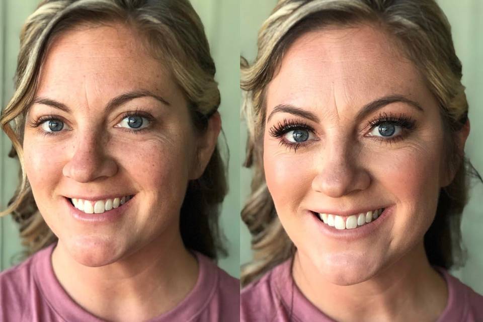 Bridesmaid before and after