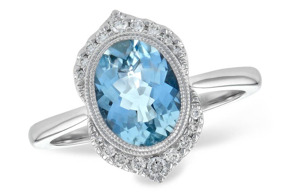 AquaMarine & Diamond Ring