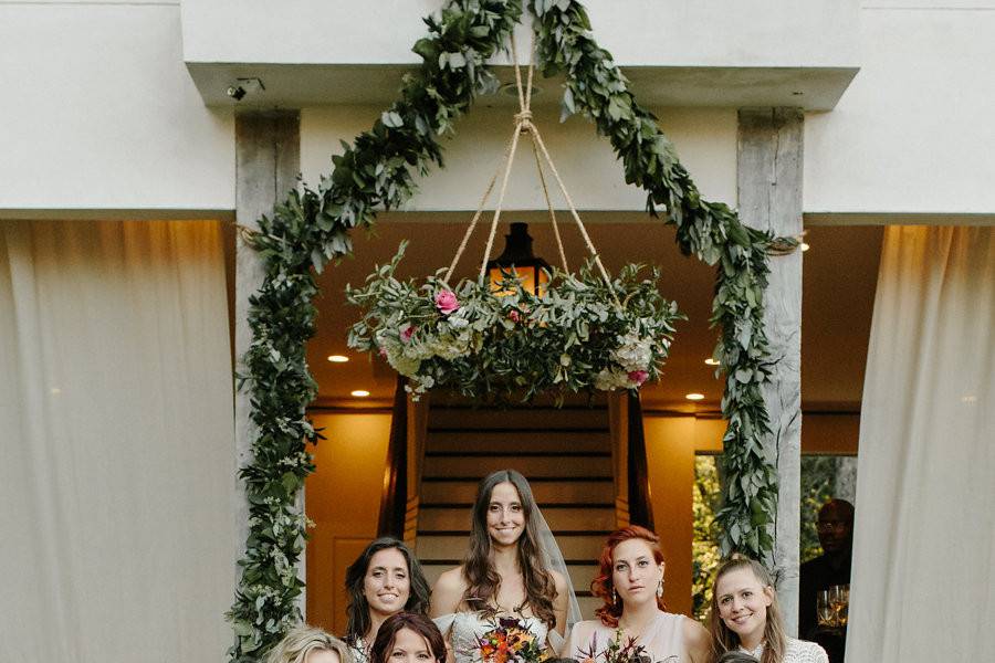 Bride with her bridesmaids