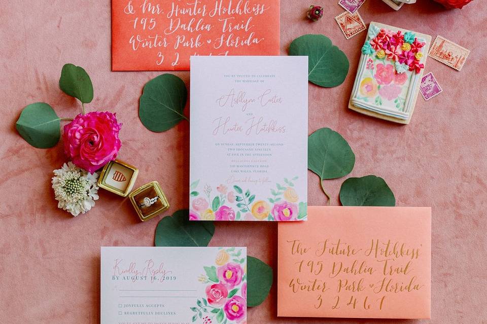 Custom watercolor invitations