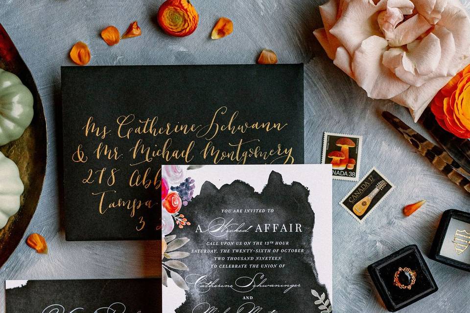 Dark Glam Wedding Invites