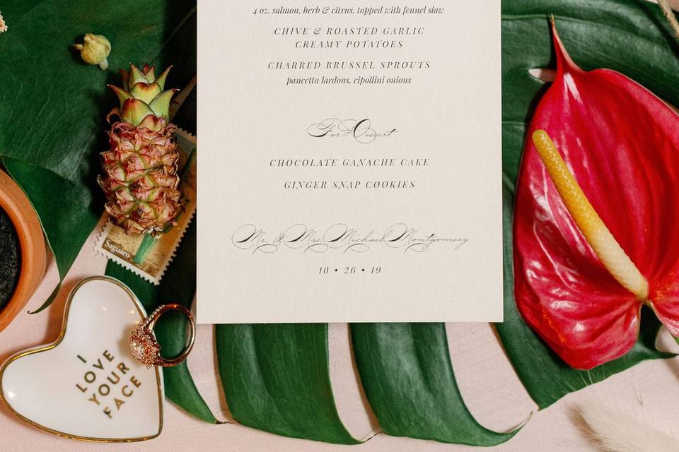 Custom wedding menu
