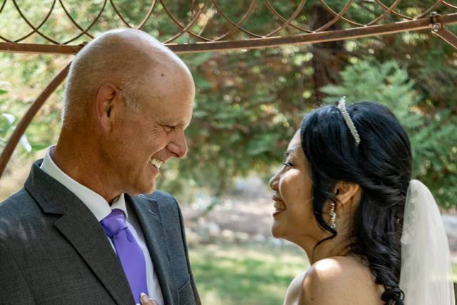 Newlyweds share a laugh
