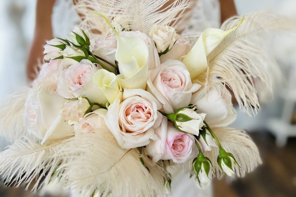 Fanciful feathered bouquets