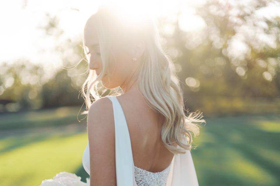 Bride in the sunset
