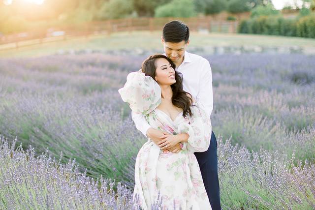 Fields of lavender engagement
