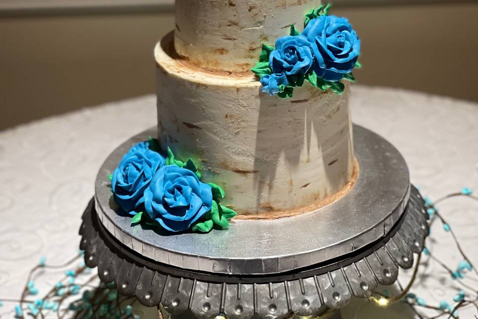 Rustic birch wood cake