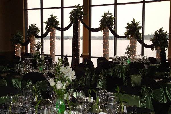 Table setup with flower centerpiece