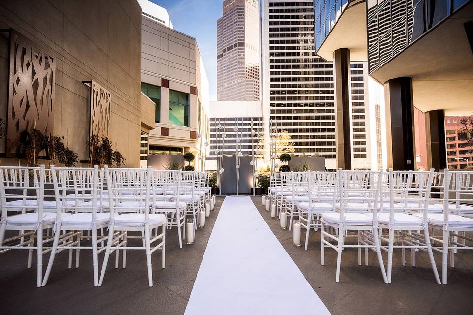 The outdoor terrace is ideal for both ceremonies and receptions.