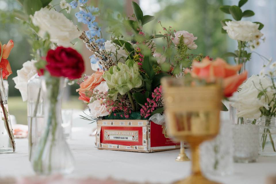 Cigar box centerpiece