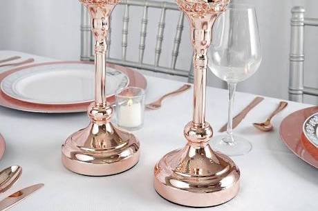 Rose gold candelabras