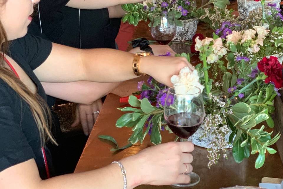 Friends, flowers, &wine