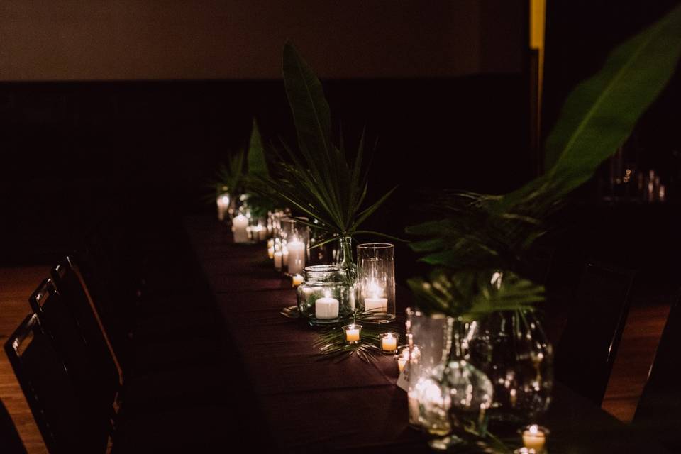 Banana leaf centerpiece