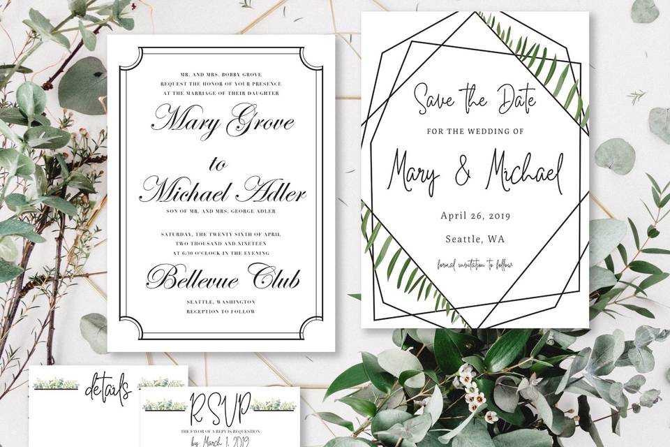 Ornate invitation pieces