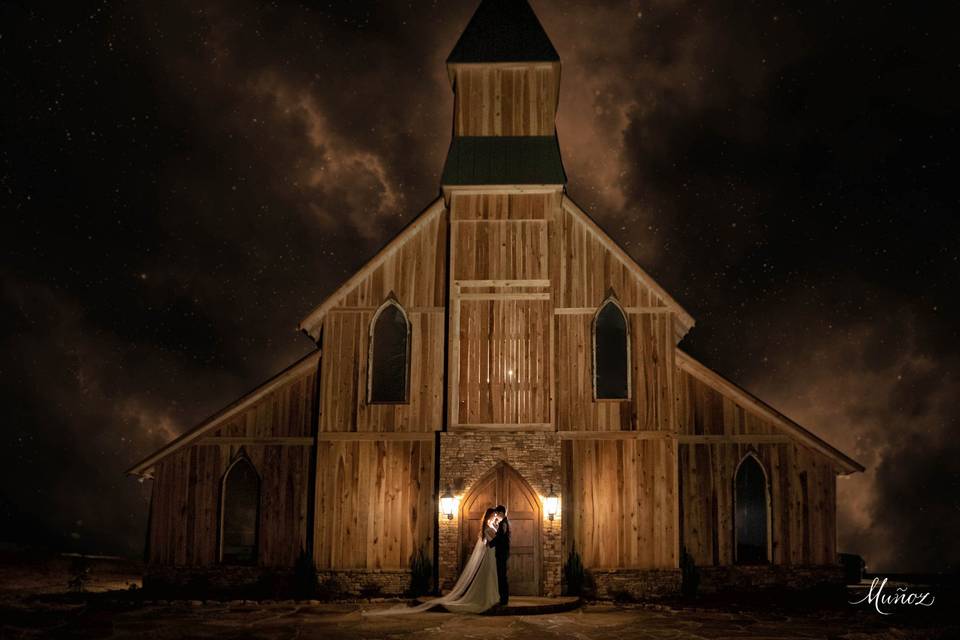 Front of the Barn at night