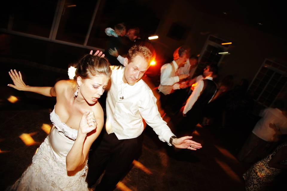 Bride and groom on the dancefl