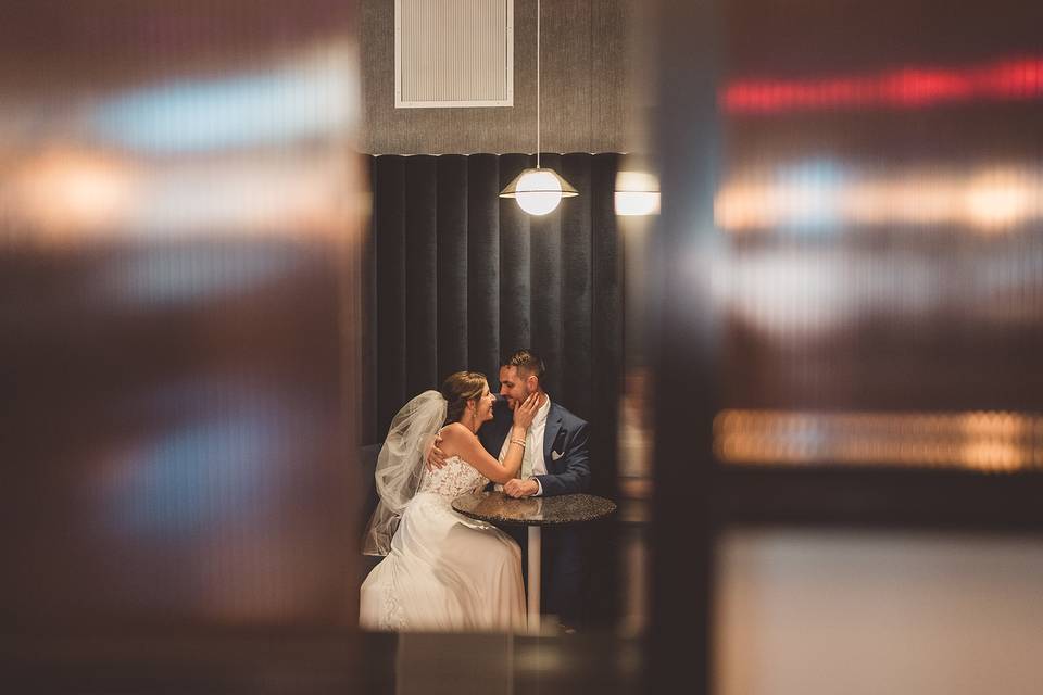 Couple in a booth