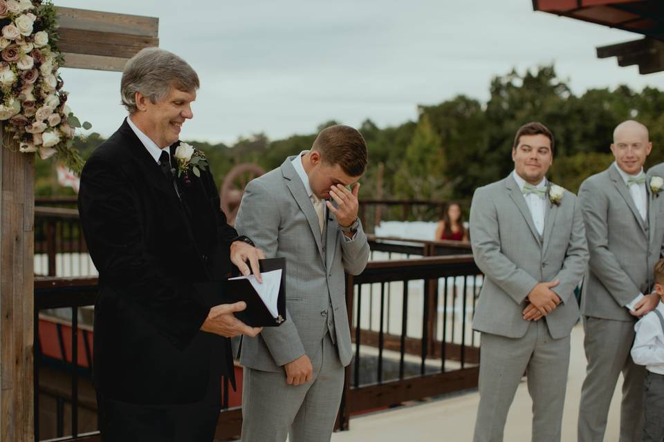 Groom crying