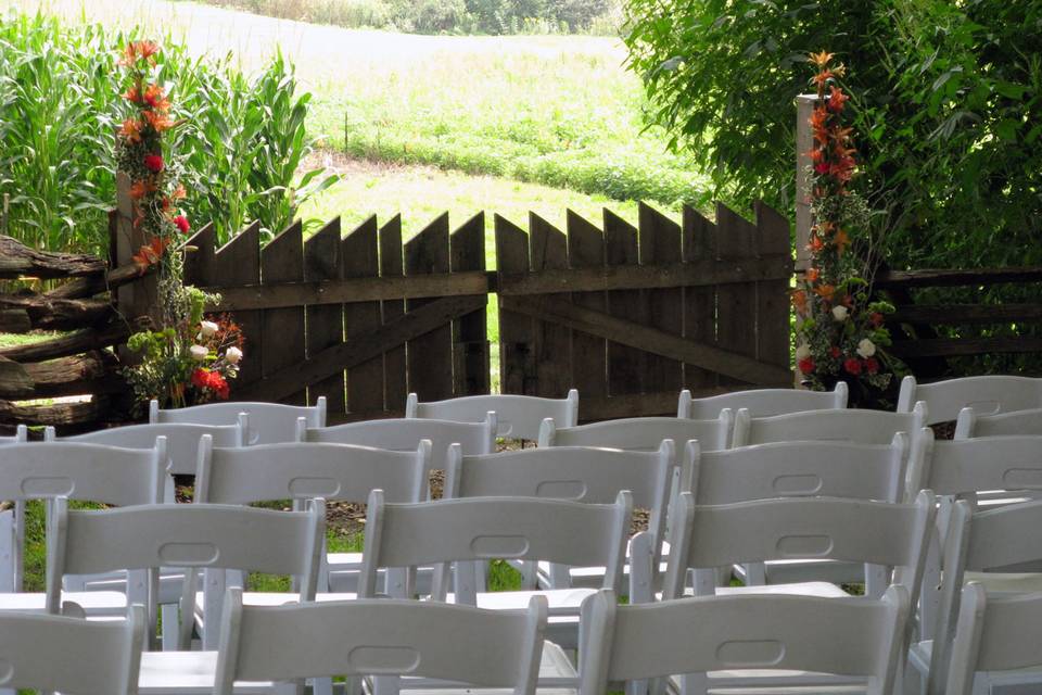 Ceremony seating on the lawn