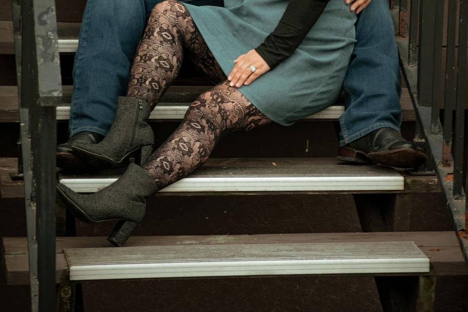 Seated on the steps