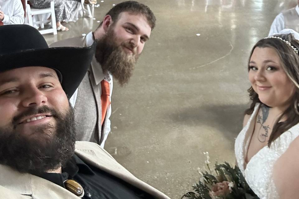 Rare but fun wedding selfie