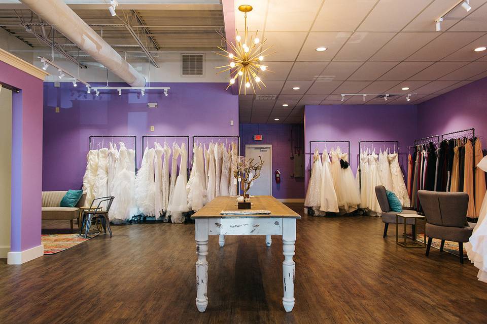 Wedding dresses in the rack