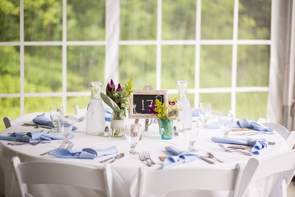 Table setup with centerpiece