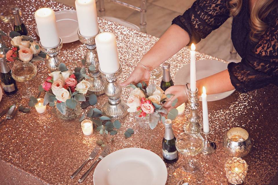 Table setup with centerpiece