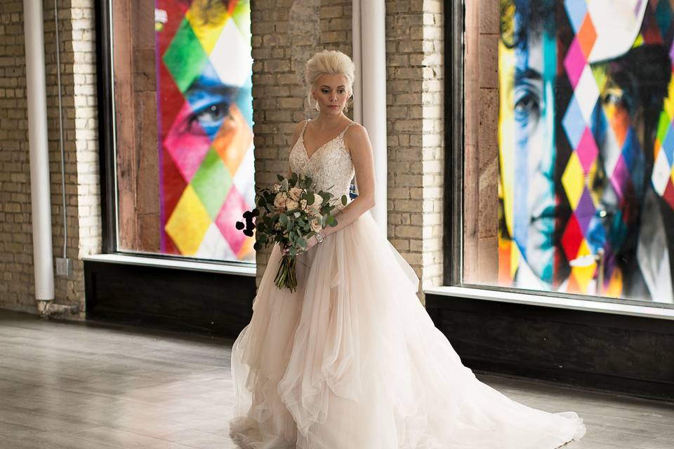 The bride holding her bouquet