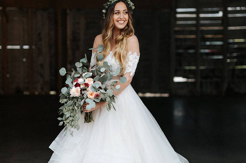 The bride holding her bouquet