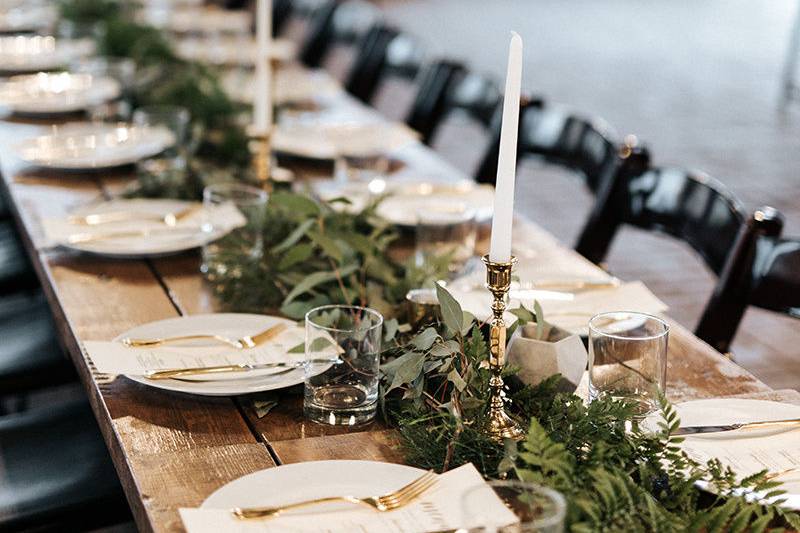 Table setup with centerpiece