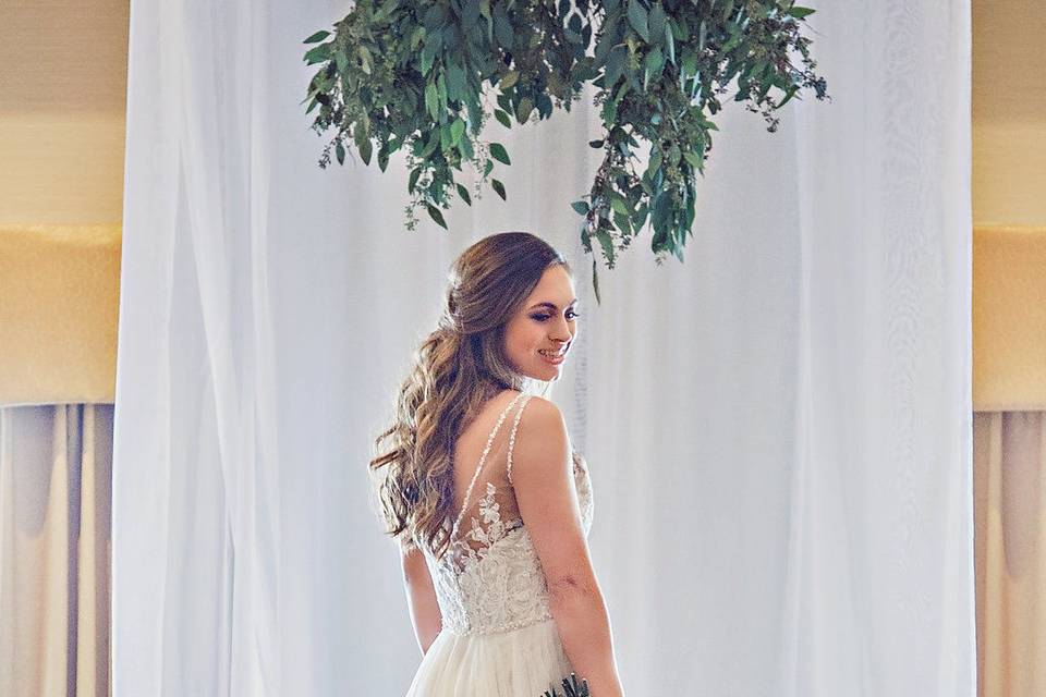 The bride holding her bouquet