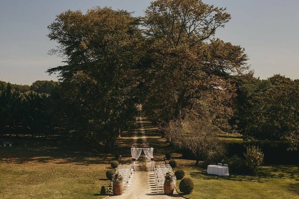 Outdoor French chateau wedding