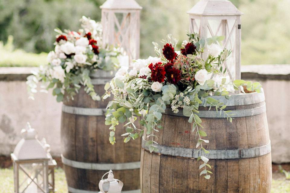 Barrel with flowers