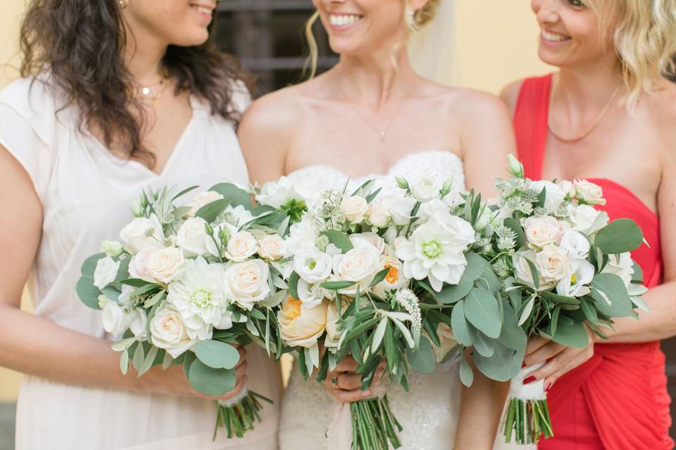 White peach bridesmaids