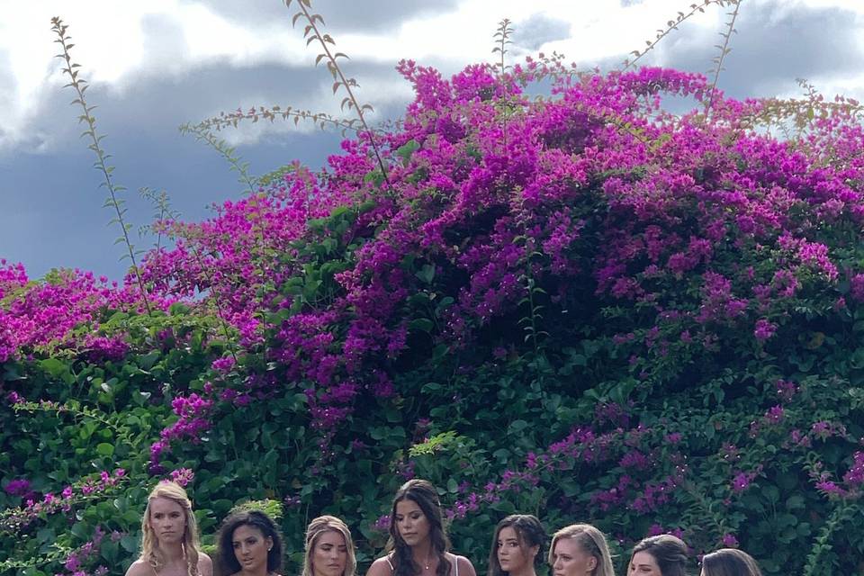 The bride and Bougainvilleass