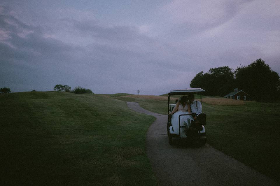 Riding along the course