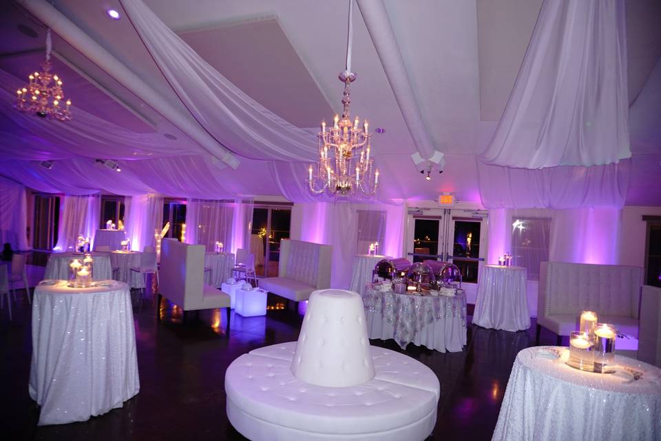 White Wedding with chandeliers